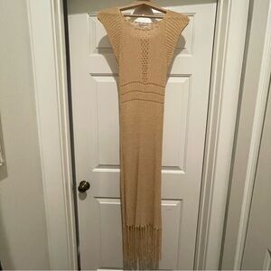 SAGE Elegant Tan Knit Maxi Dress